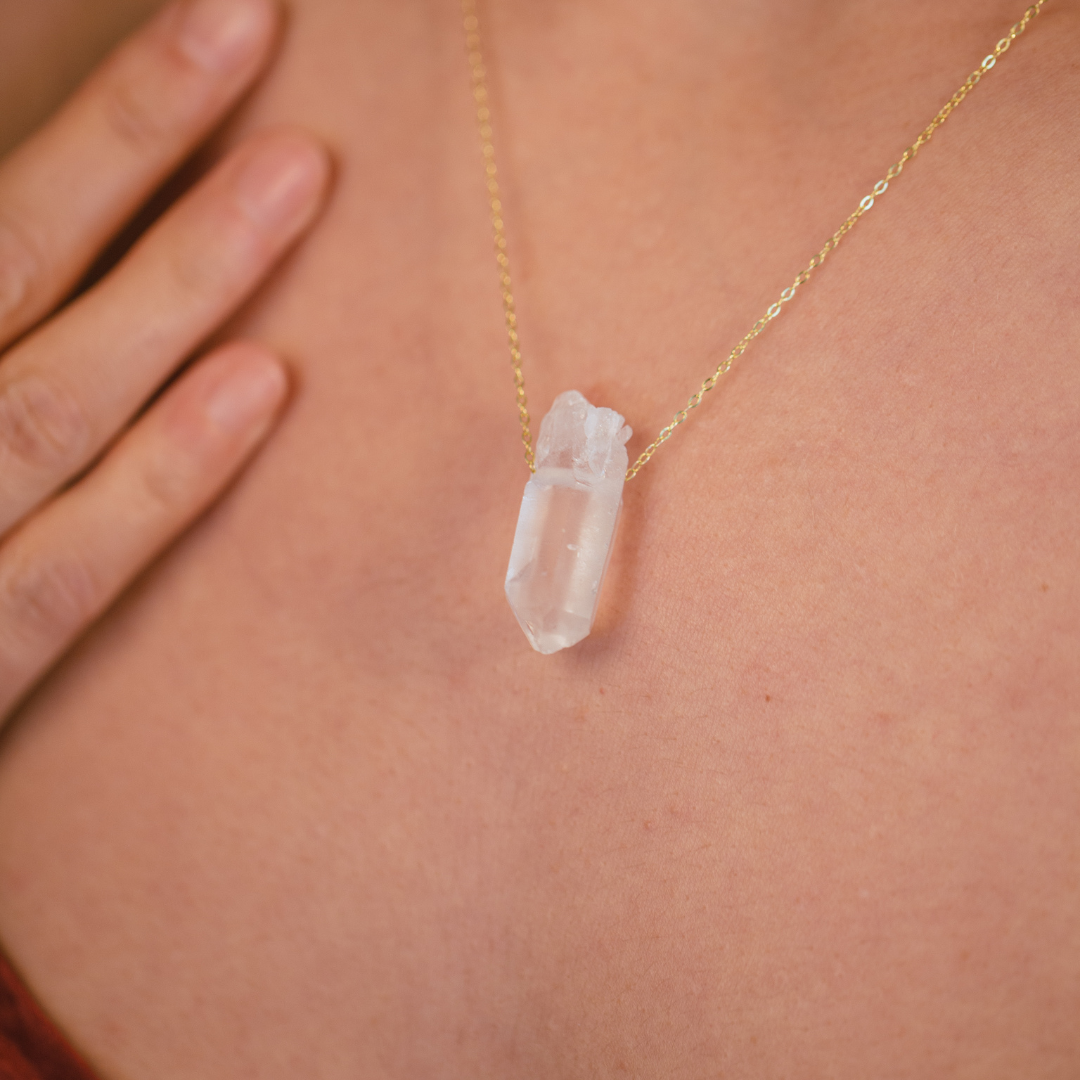 Raw crystal necklace