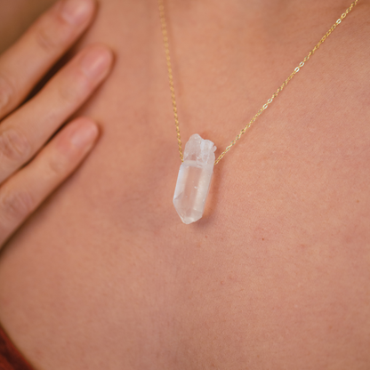 Raw crystal necklace