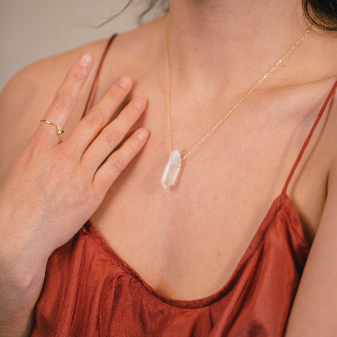 Raw crystal necklace