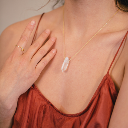 Raw crystal necklace